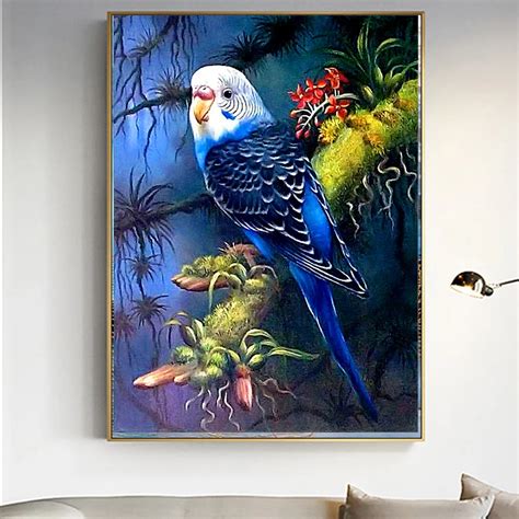 Diy 5d Diamond Painting Animals Parrots Resin Circular Drill Embroidery