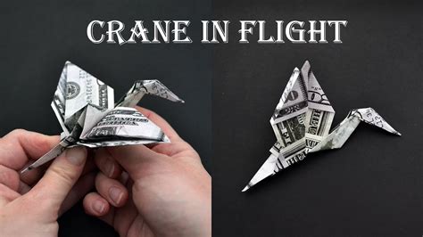 Money Origami Crane In Flight Bird Out Of Dollar Bills Tutorial Diy