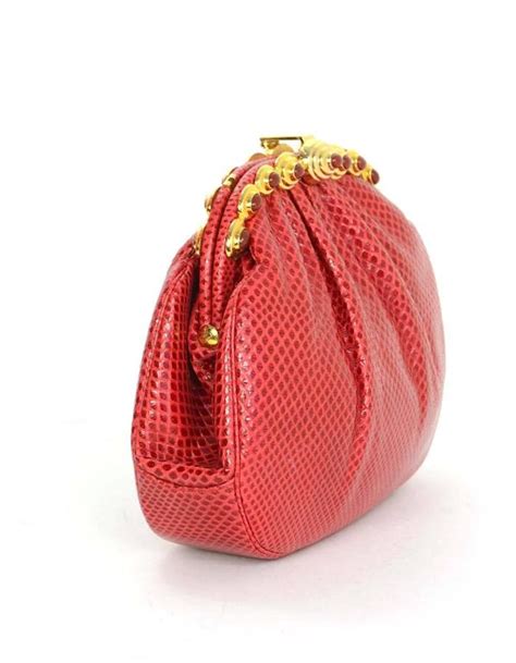 Judith Leiber Red Karung Snakeskin Clutch With Ghw At 1stdibs