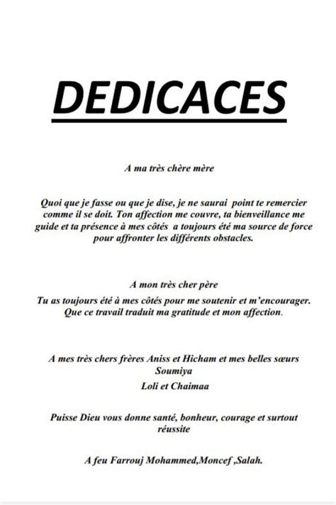 7 Exemples De Dédicace Pour Mémoire Word Et Pdf Modele De