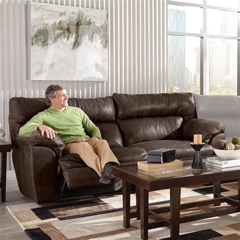 Milan Power Lay Flat Reclining Sofa Chocolate Catnapper Furniture Cart