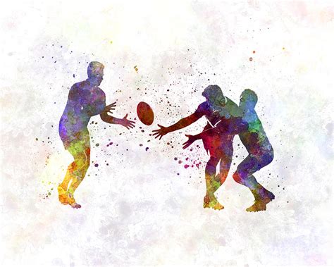 Rugby Men Players 02 In Watercolor Painting By Pablo Romero Fine Art