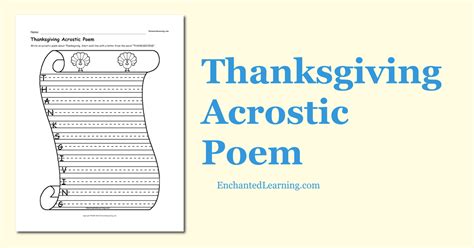 Thanksgiving Acrostic Poem Enchanted Learning