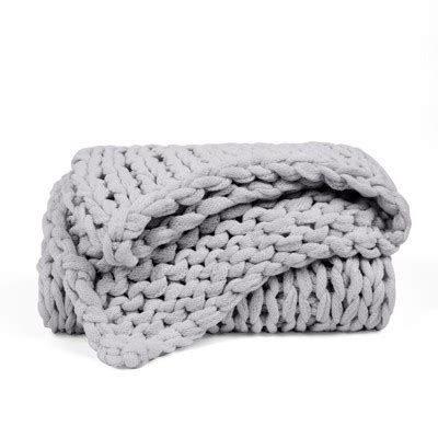 Chunky Knit Handmade Throw Blanket Becky Cameron Light Gray Target
