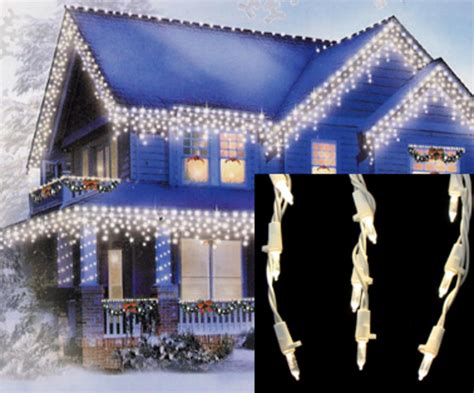 set of 105 warm white led cascading mini icicle christmas lights white wire