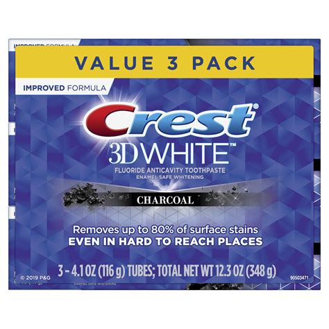 Crest 3d White Charcoal Whitening Toothpaste 41 Oz Pack Of 3
