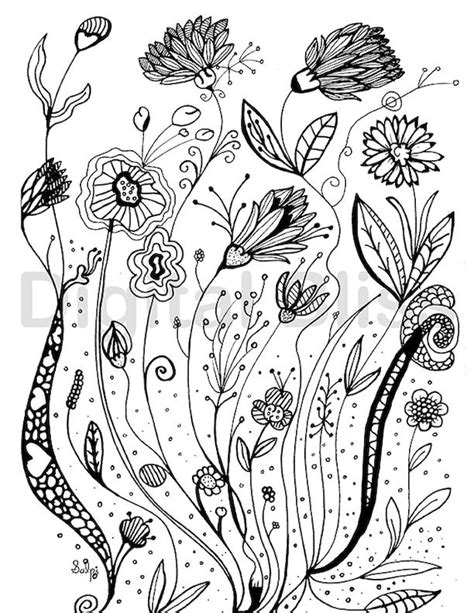 Adult Coloring Pages Whimsical Wild Flowers Design Adult