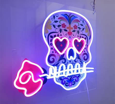 Skull Neon Sign Custom Neon Light Etsy