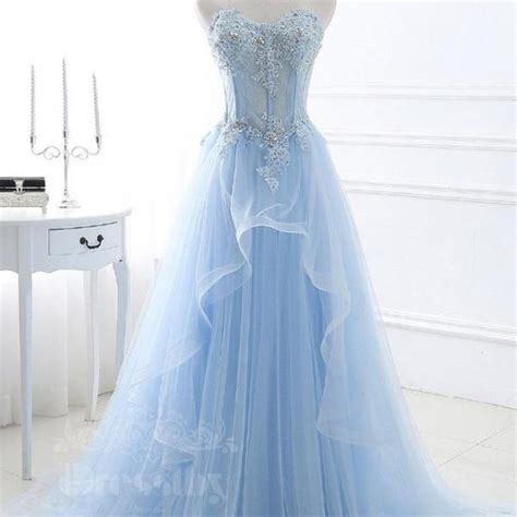 Blue Sweetheart Tulle Long Prom Dress Blue Evening Dress On Luulla