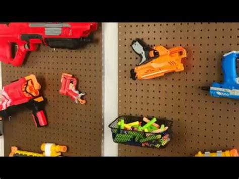 Diy nerf gun peg board wall nerf gun storage wall, tree house fun or. DIY Pegboard NERF Gun Storage - YouTube