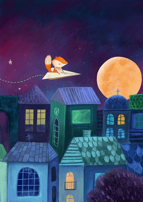 Fox Flying on Paper Plane Illustration | Cloud illustration, Illustration, Children illustration