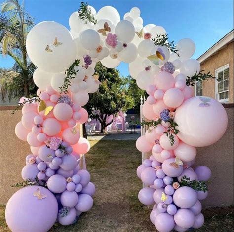 Balloon Arch Garland Kit 153 Piece Butterflies Pink Lilac Etsy Uk In