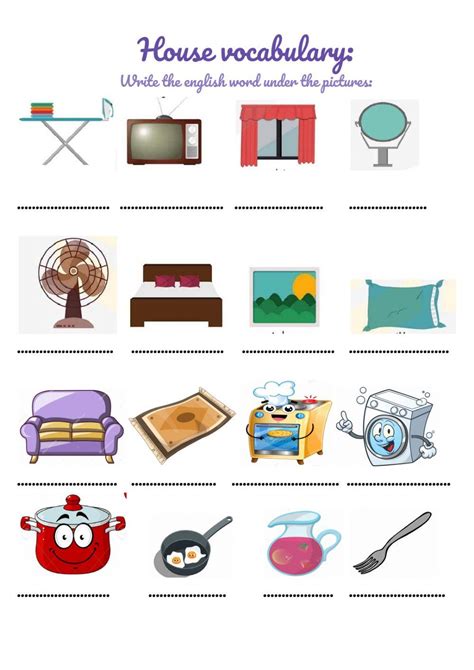 House Objects And Rooms Vocabulary Worksheet Live Worksheets