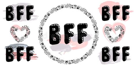 Bff Best Friends Forever Set Of Posters With Handwritten Text Vector