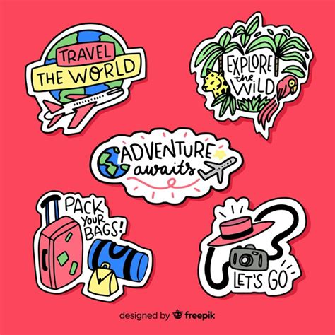 Free Vector Travel Sticker Collection Travel Stickers Travel