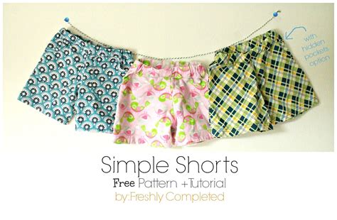 Freshly Completed Simple Shorts Free Pattern Tutorial