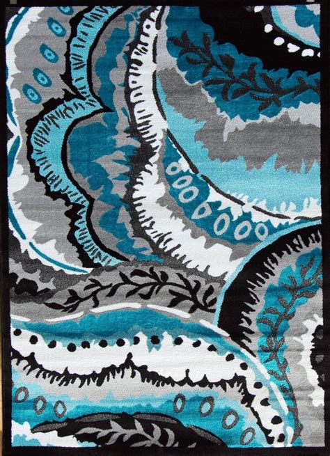 Modern design and bold colors of art deco rugs, are unique and truly one of a kind. 2204 Turquoise Abstract Modern Area Rugs | Area rugs, Grey ...