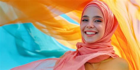 Muslimisches Porträt Und Eine Frau Mit Einem Traditionellen Schal Oder Hijab Für Schönheit Mode