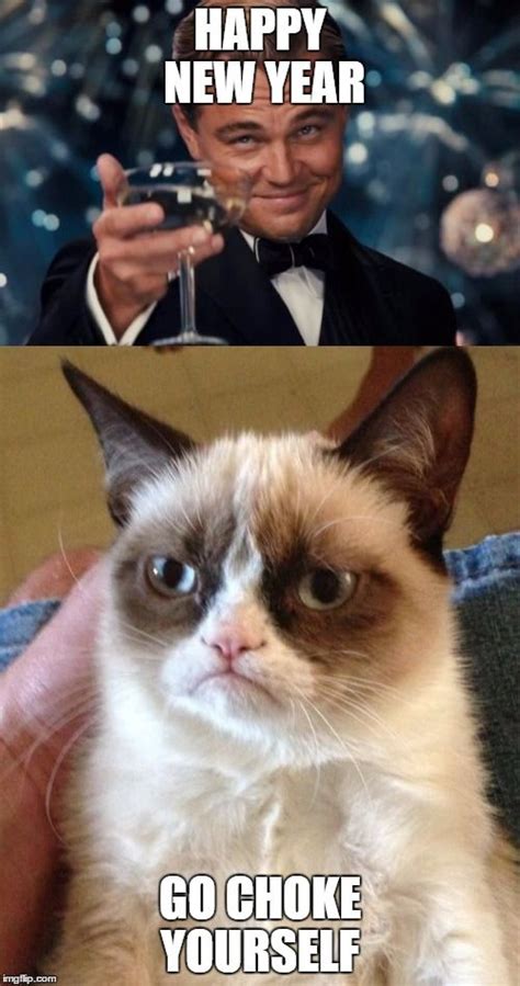 Happy New Year Funny Grumpy Cat Memes Grumpy Cat Humor Grumpy Cat