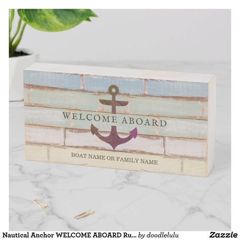 Nautical Anchor Welcome Aboard Rustic Boat Name Wooden Box Sign