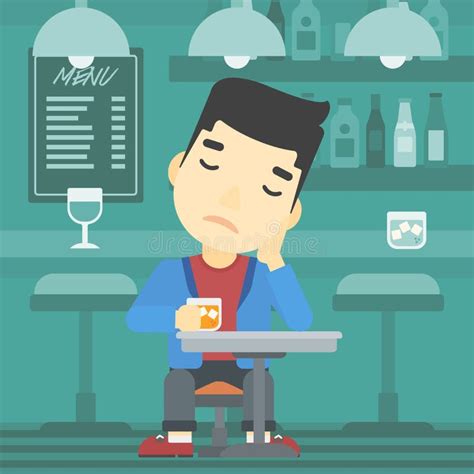 Lonely Sad Man Drinking Alone Stock Illustrations 72 Lonely Sad Man