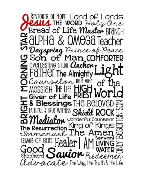 The Names Of Jesus Christian Wall Art By Libertyandlilacpaper Christian