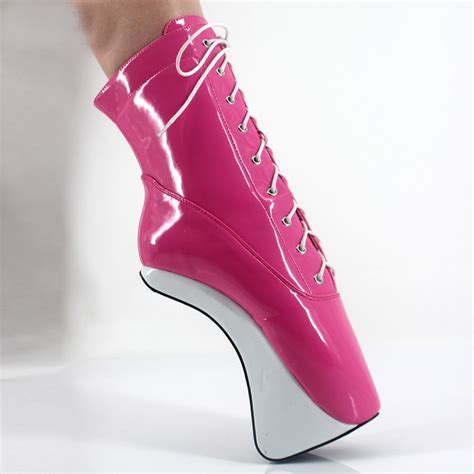 Pink Patent Leather Shoes Ladies Sexy Ballet Heels Fetish Shoes High Heels Pumps Ladies Party