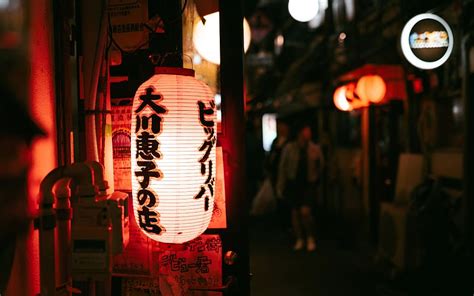tokyo japan night street business lanterns hd wallpaper peakpx