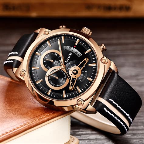 Lige New Mens Watches Top Brand Luxury Chronograph Men Watch Leather