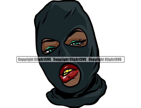 Gangster Girl Ski Mask Gold Teeth Sexy Woman Female Face Head Etsy