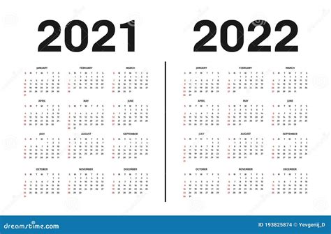 Plantilla De Calendario 2021 Y 2022 Plantilla De Calendario En Colores