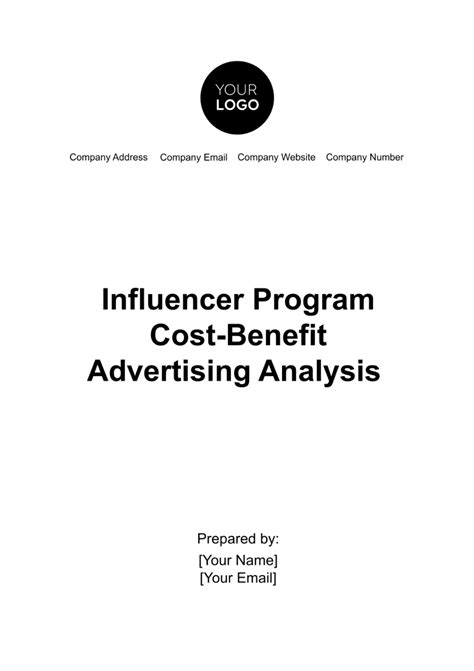 Influencer Program Cost-Benefit Advertising Analysis Template - Edit