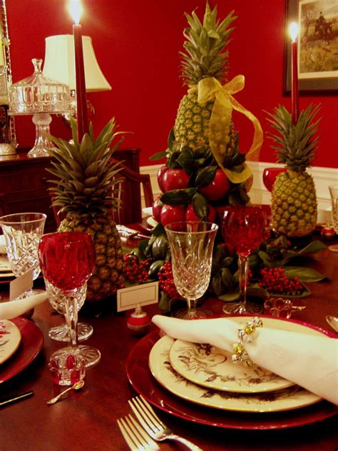 Holiday catering & christmas dinner to go Colonial Williamsburg Christmas Table Setting with Apple Tree Centerpiece
