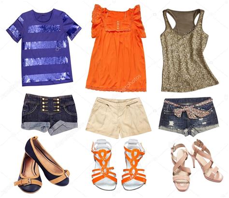 Bright Female Summer Clothes Collage Teenager Wear Set Stock Photo By