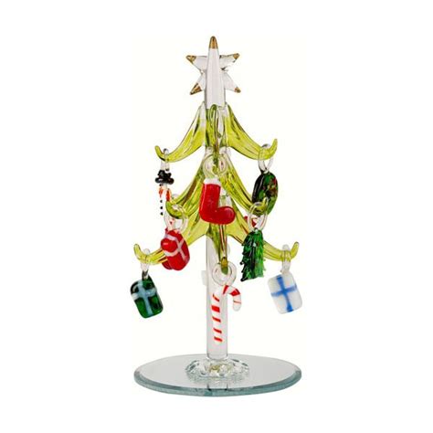 Mini Glass Christmas Tree With Ornaments Happy Holidayware Glass Christmas Tree Christmas