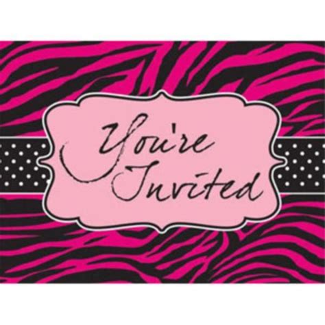 Kids Party Supplies Pink Zebra Boutique Party Invitations Purchase