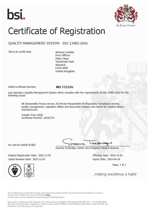 Bsi Certificate Advena Ltd