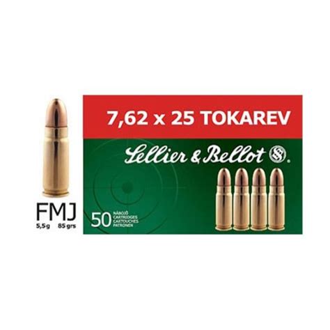 Sellier And Bellot 762x25mm Tokarev 85 Gr Fmj 50 Rounds Ammunition