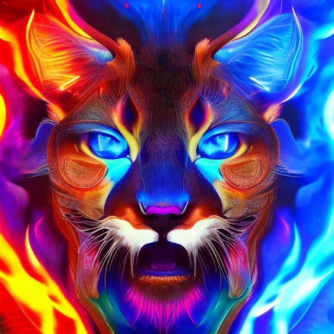 Blue Flame Cougar Fire Psychdelic By Giuseppedirosso On Deviantart