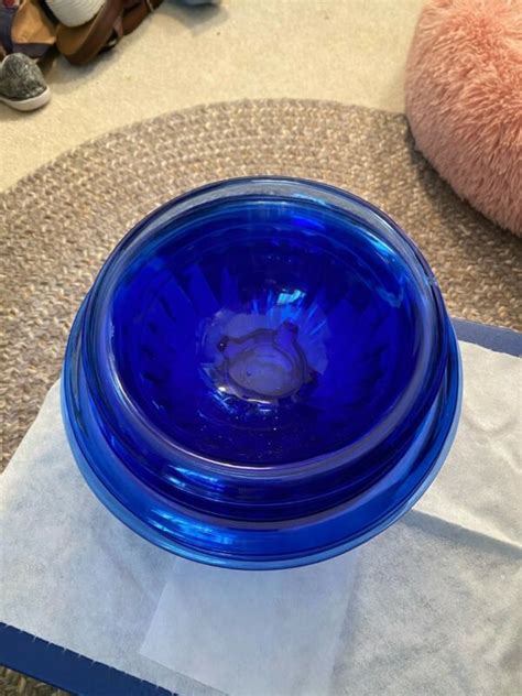 Cobolt Blue Depression Glass Hazel Atlas Ribbed Mixing Bowls Set Of 4