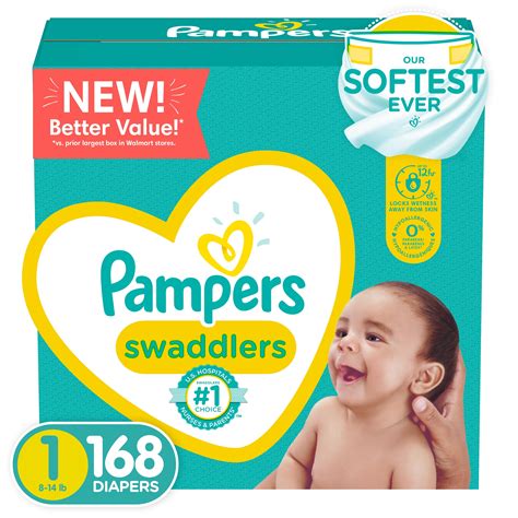 Pampers Swaddlers Newborn Diapers Soft And Absorbent Size 1 168 Ct