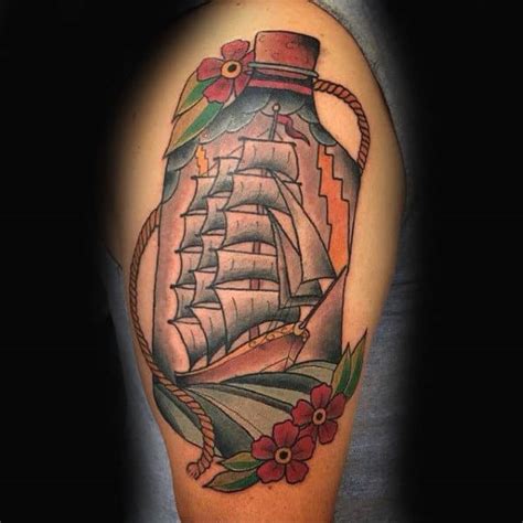 60 Ship In A Bottle Tattoo Designs For Men Maritime Art Ideas