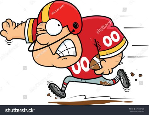 Illustration Cartoon Football Player Running Ball 스톡 벡터로열티 프리
