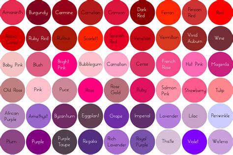 Shades Of Pink Purple Color Palettes Purple Red Hair Color Hair Color Names