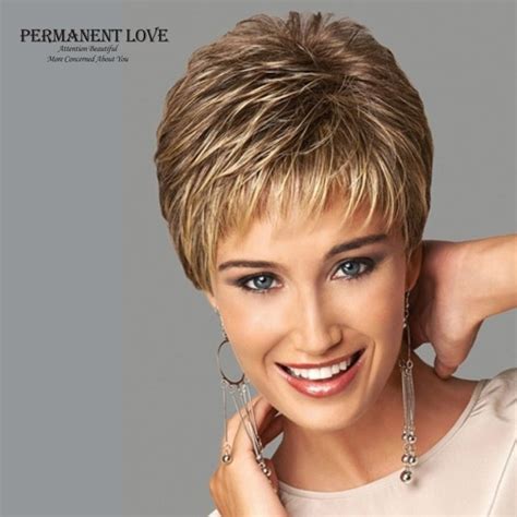 Womens Synthetic Short Wigs Pixie Cut Hairstyle Blonde Bangs Dark Roots
