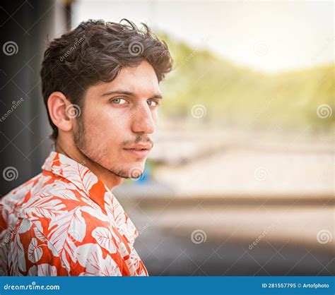 Headshot Of One Handsome Young Man In Urban Setting Stock Image Image