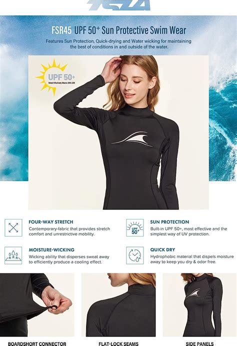 tsla women s upf 50 rash guard long sleeve uv sun protection swim shirts water beach surf