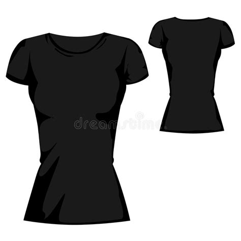 Black Blank T Shirt Design Template For Womenswear Stock Vector