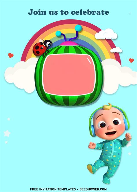 7 Littlebud Rainbow Cocomelon Birthday Invitation Templates Baby