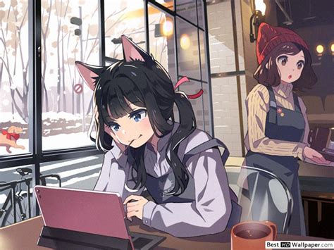 Anime Girl Watching Anime 1400x1050 Wallpaper